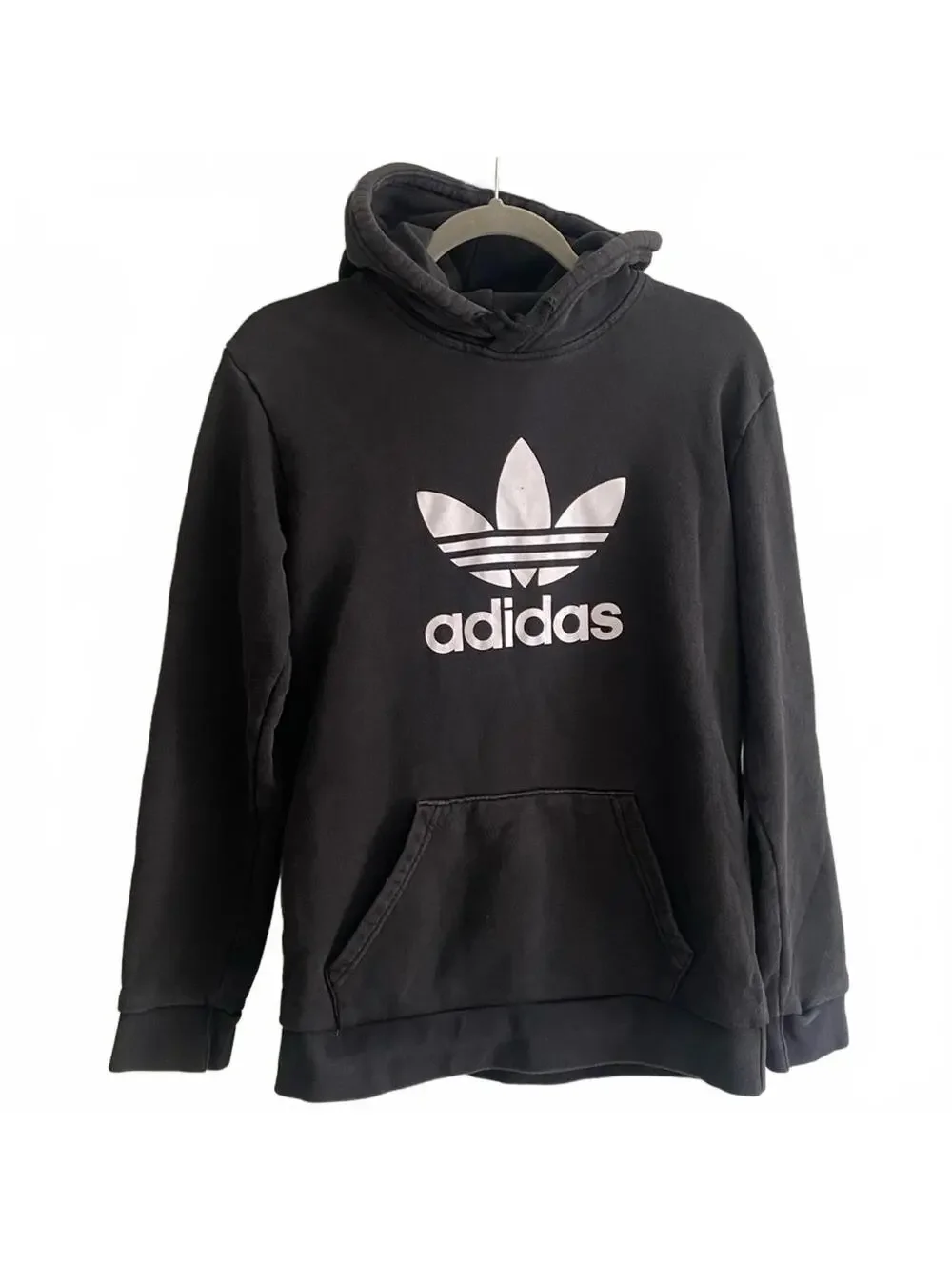 Adidas Black Trefoil Hoodie Sweatshirt Mens Size Small